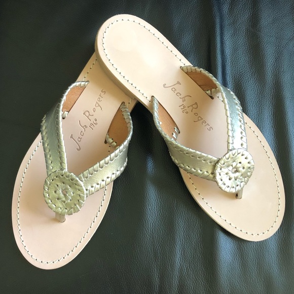 Jack Rogers Shoes - NWOT Jack Rogers Gold Leather Flat Sandal